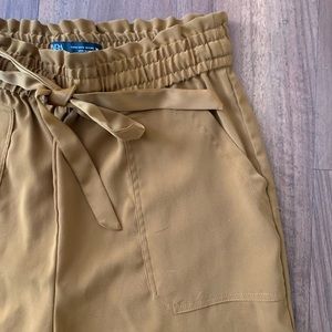 Zara high rise tie waist ankle pants